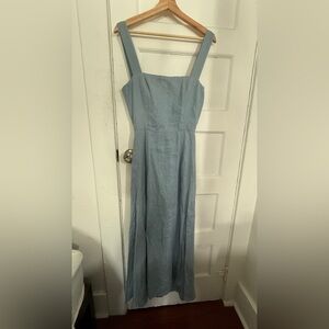 Reformation Light Denim Open Tie Back Maxi Dress Sz Medium